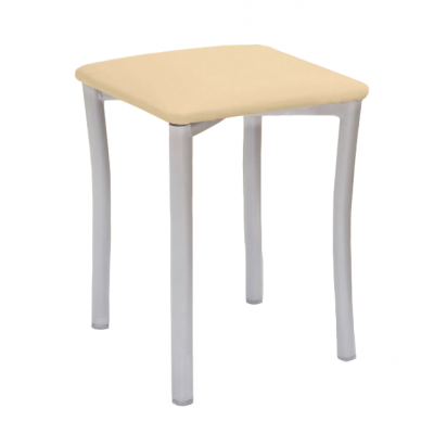 Pack 2 Taburetes Pisa Aluminio / Asiento Símil Piel Beige