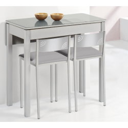 Mesa de Cocina Petra Extensible con 1 Ala caída de 110x55 cm. Gris