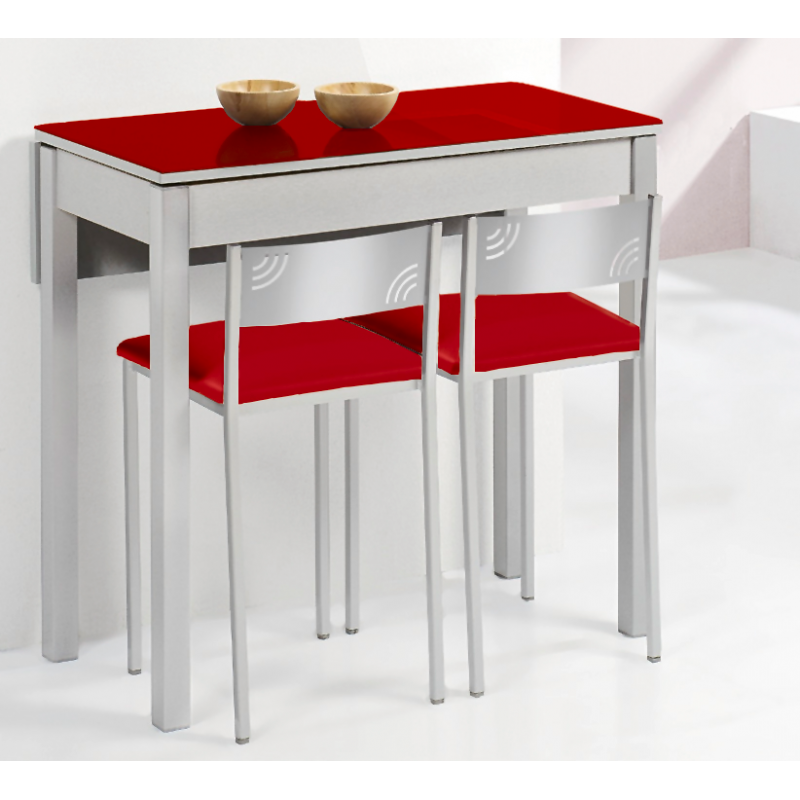 Mesa de Cocina Petra Extensible con 1 Ala caída de 110x55 cm. Burdeos