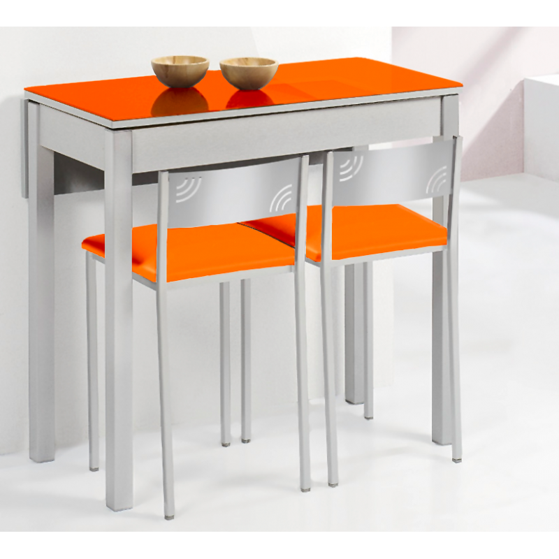 Mesa de Cocina Petra Extensible con 1 Ala caída de 110x55 cm. Naranja