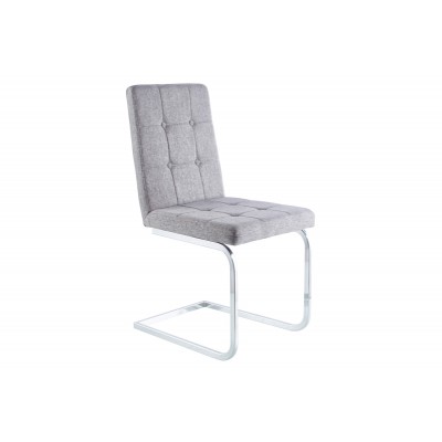 SILLA COMEDOR VANITY SÍMIL TEJIDO GRIS / CROMO