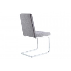SILLA COMEDOR VANITY SÍMIL TEJIDO GRIS / CROMO