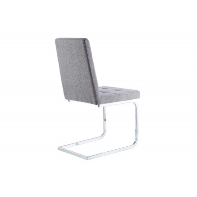 SILLA COMEDOR VANITY SÍMIL TEJIDO GRIS / CROMO