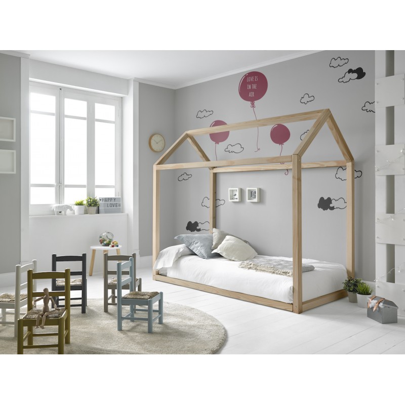 Cama Casita Lia de Pino Natural