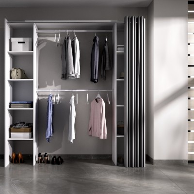 Armario Vestidor Suit Blanco con Cortina Gris