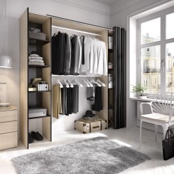 Armario Vestidor Suit Natural con Cortina Gris
