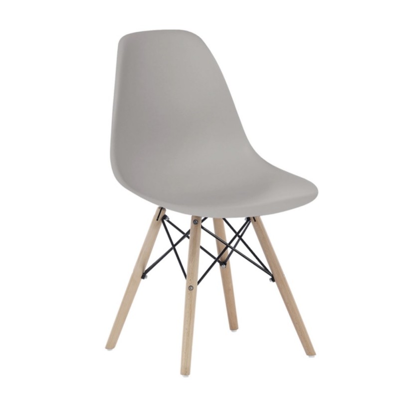 Silla Nórdica de Policarbonato Gris y patas Madera / Metal