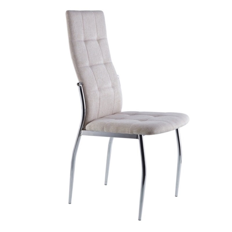 Silla de Comedor Dana Tapizada Tela Beige / Pata Cromada