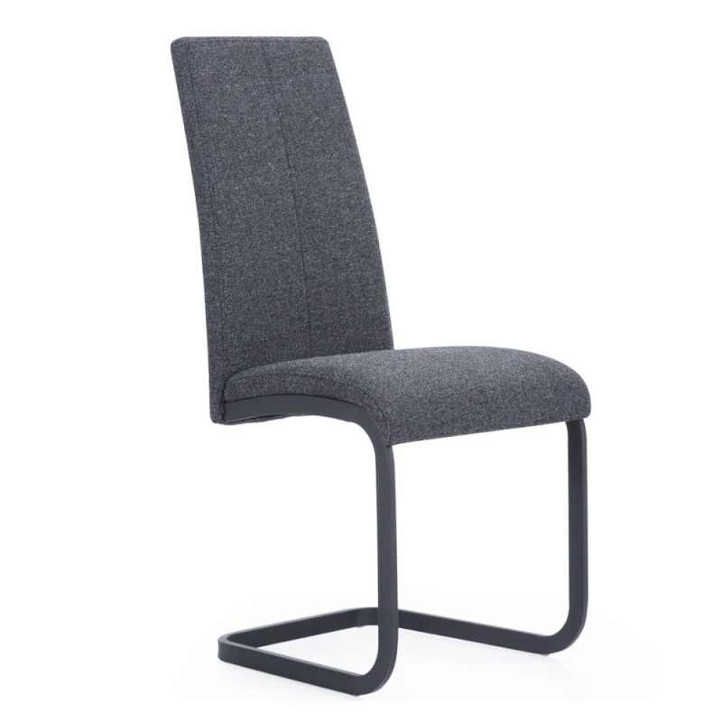 Silla Comedor Glasgow Tapizada Gris Antracita Pata tipo Patín Negra