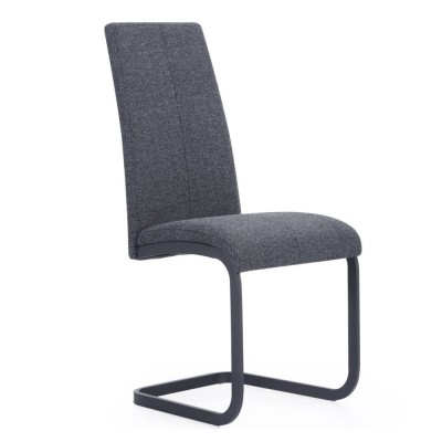 Silla Comedor Glasgow Tapizada Gris Antracita Pata tipo Patín Negra