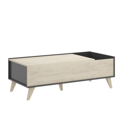 Mesa de Centro Elevable Oslo Acabado Grafito / Roble Natural de 100X60 cm