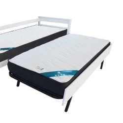 Cama Nido Sophie lacada Blanco Mate con Somier Elevable Metálico
