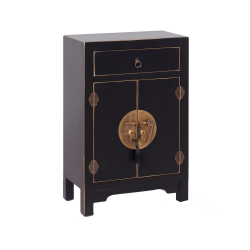Mesita Oriental 2P 1C Lacado Negro 45x26x69 cm