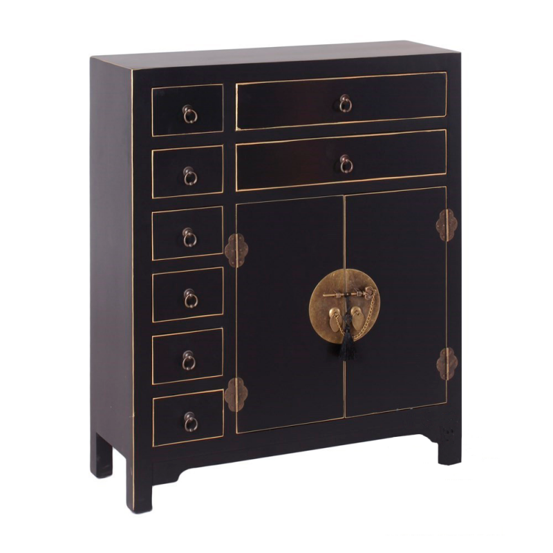 Recibidor- Mueble Auxiliar Oriental Negro de 73x26x90 cm