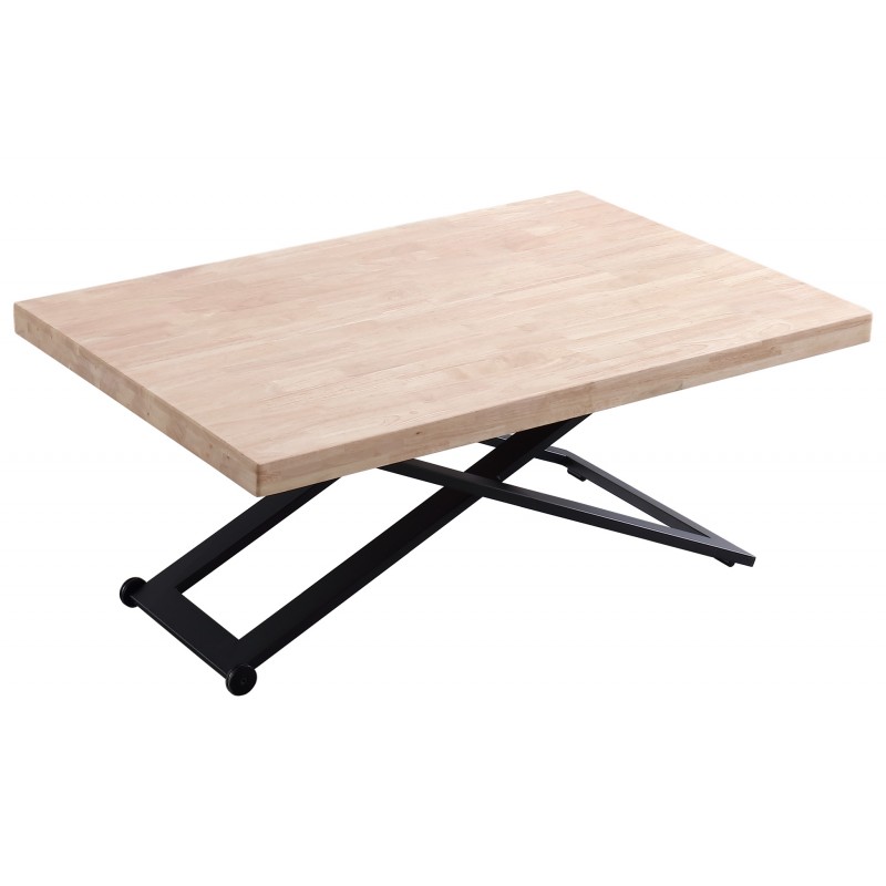 Mesa de Centro Elevable Kove Roble Natural / Metal Negro.