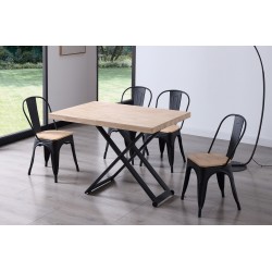 Mesa de Centro Elevable Kove Roble Natural / Metal Negro.