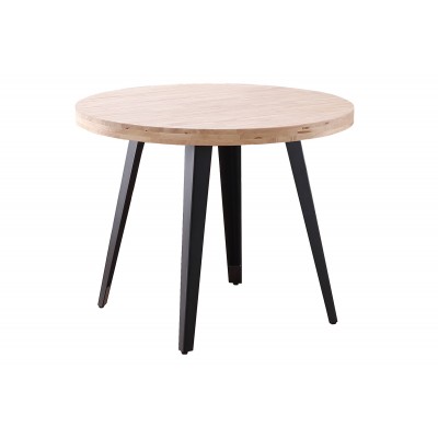 Mesa Redonda Kove Fija de 100 cm de Madera Roble Natural / Metal Negro