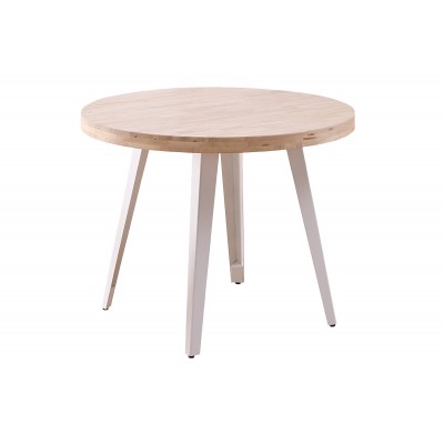 Mesa Redonda Kove Roble Natural / Metal Blanco