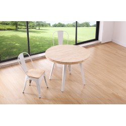 Mesa Redonda Fija Kove Roble Natural / Metal Blanco