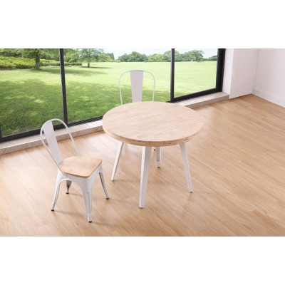Mesa Redonda Fija Kove Roble Natural / Metal Blanco
