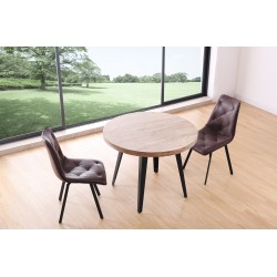 Mesa Redonda Kove Fija de 100 cm de Madera Roble Honey / Metal Negro