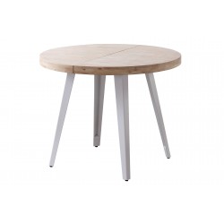 Mesa Redonda Extensible Kove Roble Natural / Metal Blanco de 100 cm