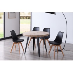 Mesa Redonda Extensible Kove Roble Honey / Metal Negro.