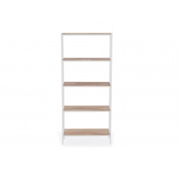 Estantería Alta Juve de Madera de Roble Natural / Metal Blanco