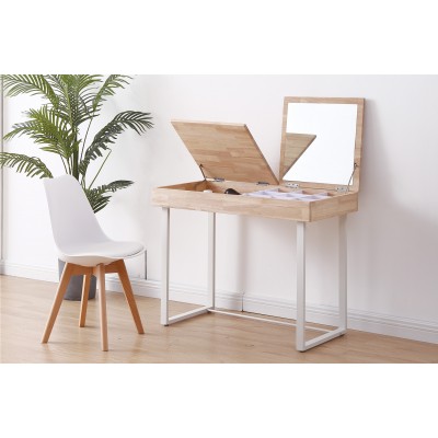 Mesa / Tocador con Espejo Kove Roble  Natural / Metal Blanco.