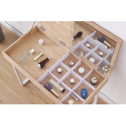 Mesa / Tocador con Espejo Kove Roble  Natural / Metal Blanco.