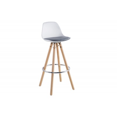 Pack de 4 Taburetes Altos Swet Blanco Asiento Tapizado Gris