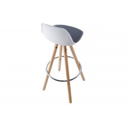Pack de 4 Taburetes Altos Swet Blanco Asiento Tapizado Gris