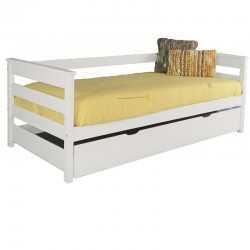Cama Nido Sophie lacada Blanco Mate con Somier Elevable Metálico