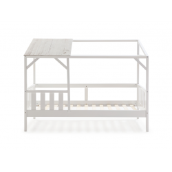 Cama Cabaña Lena de DM Lacado Blanco y Madera de Pino Blanco