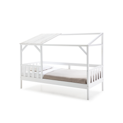 Cama Cabaña Lena de DM Lacado Blanco y Madera de Pino Blanco