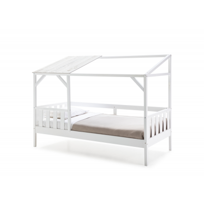 Cama Cabaña Lena de DM Lacado Blanco y Madera de Pino Blanco