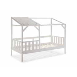 Cama Cabaña Lena de DM Lacado Blanco y Madera de Pino Blanco