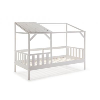 Cama Cabaña Lena de DM Lacado Blanco y Madera de Pino Blanco