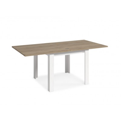 Mesa de comedor Kata tipo libro de 90x90 cm Roble / Blanco Polar Extensible a 180 cm