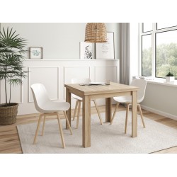 Mesa comedor Kata tipo libro de 90x90 cm Acabada Roble Natural