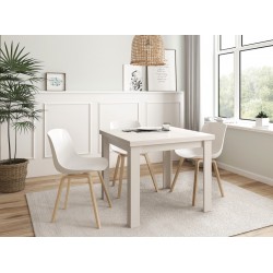 Mesa comedor Kata tipo libro de 90x90 cm Acabada Blanco Polar
