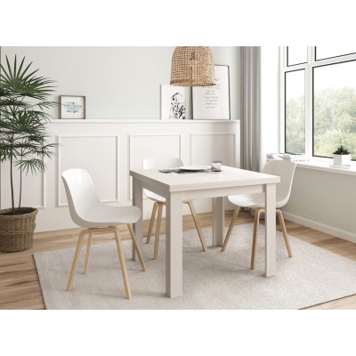 Mesa comedor Kata tipo libro de 90x90 cm Acabada Blanco Polar