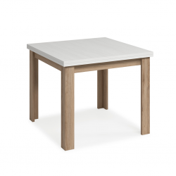 Mesa de comedor Kata tipo libro de 90x90 cm Bicolor  Blanco Polar / Roble