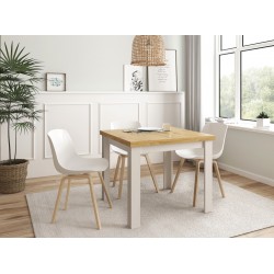 Mesa de Comedor Kata tipo libro de 90x90 cm Extensible a 180 cm Bicolor Atisan/Blanco