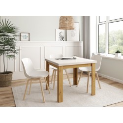 Mesa de Comedor Kata tipo libro de 90x90 cm Extensible a 180 cm Bicolor Blanco / Artisan