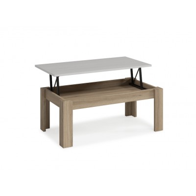 Mesa de Centro Elevable Kata de 100x50 cm Blanco Polar / Roble