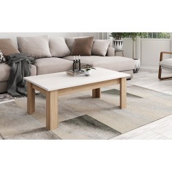 Mesa de Centro Elevable Kata de 100x50 cm Blanco Polar / Roble
