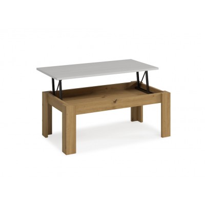 Mesa de Centro Elevable Kata de 100x50 cm Bicolor Blanco Polar / Artisan