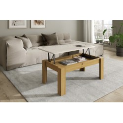 Mesa de Centro Elevable Kata de 100x50 cm Bicolor Blanco Polar / Artisan