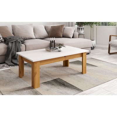 Mesa de Centro Elevable Kata de 100x50 cm Bicolor Blanco Polar / Artisan